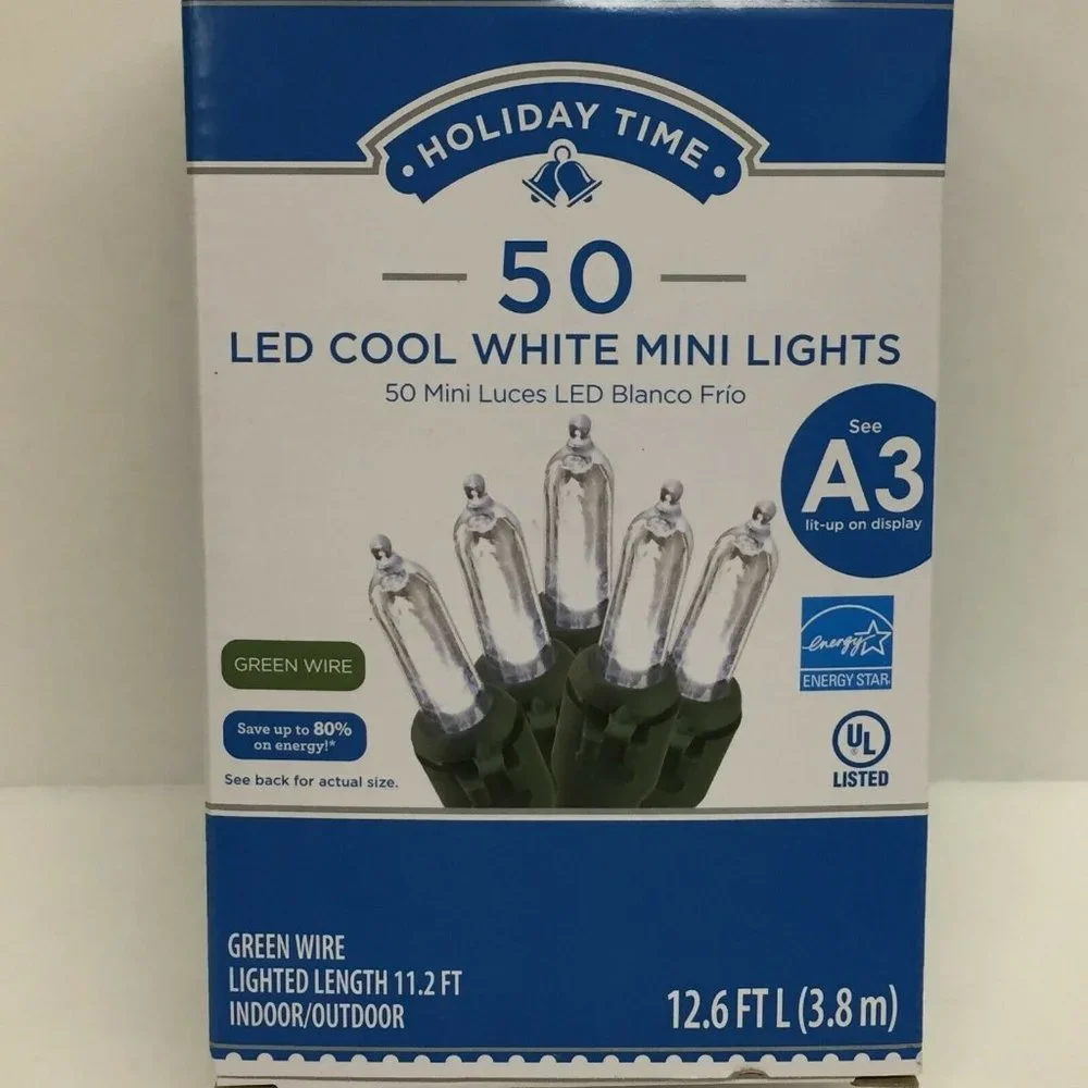 LED 50 Cool White Mini Christmas Lights 11.2' Green Wire Wedding Indoor Outdoor